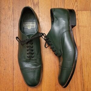 Stacy Adams Dark Green Leather Cap Toe Oxford Dress Shoes 9.5 D Preppy Academia